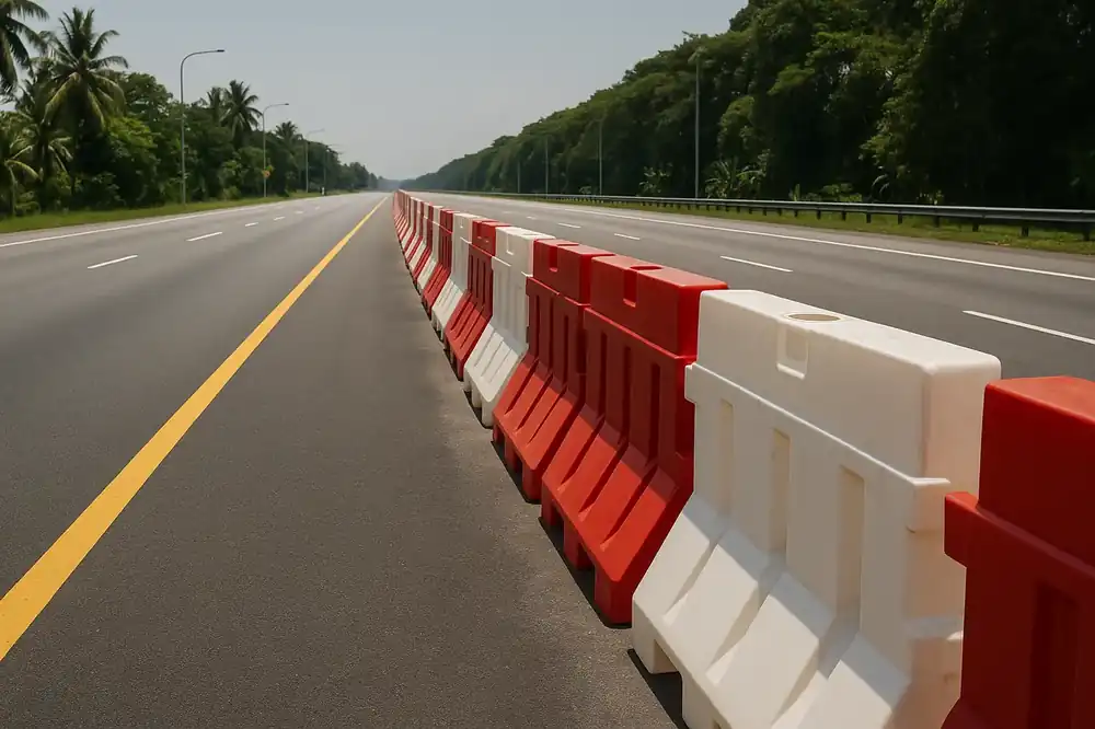water-filled plastic road barrier rental Malaysia road works lane separation