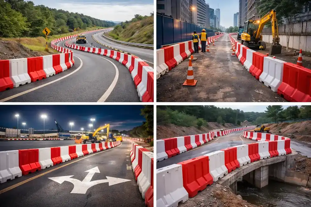 water-filled road barrier rental Malaysia highway urban construction and night works scenarios