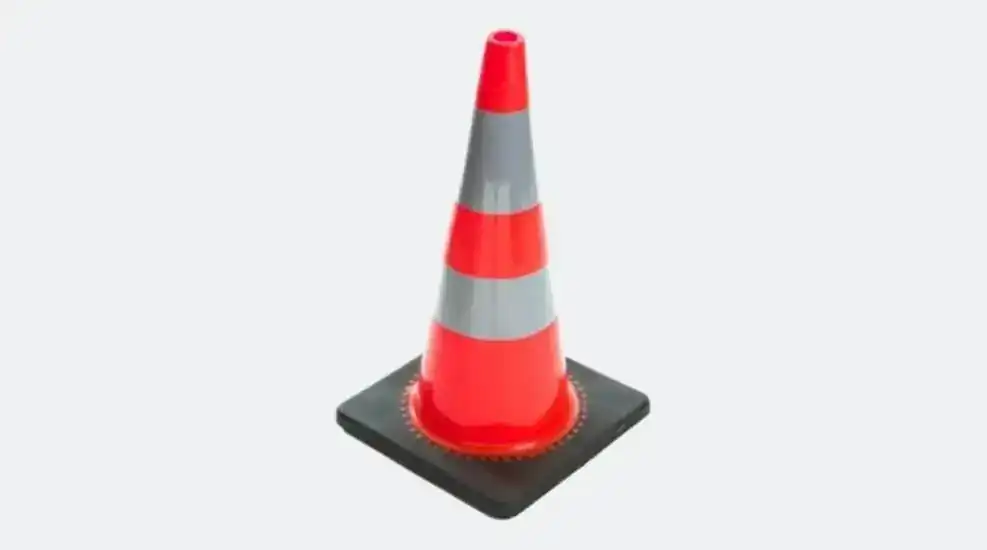 750mm PVC traffic cone rental Malaysia with black rubber base and dual reflective bands